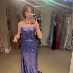 Sparkling Strapless Purple Gown
